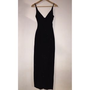 Zara maxi dress, black, side slit, sparkle